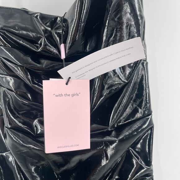 Avec Les Filles Dress SZ Small Faux Ever Leather One-Shoulder Bodycon Black NWT - Picture 8 of 16